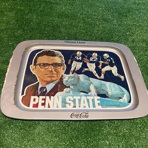 Vintage 70's Penn State University Football Metal Tray